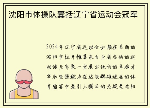 沈阳市体操队囊括辽宁省运动会冠军